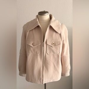 Crown Linen Designs Wool Cashmere Blend Women's Blush Utility Jacket Large New